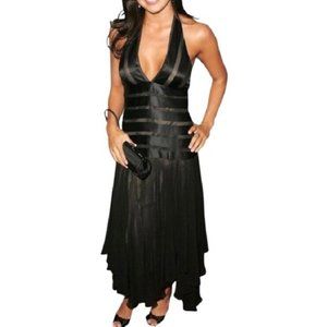 BCBG MaxAzria Silk Brown Halter Dress